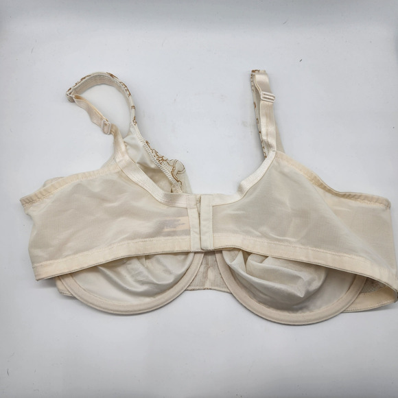 Cacique Ivory Lace Embroidered Balconette Bra Underwire Bow Size 46D - Picture 5 of 7